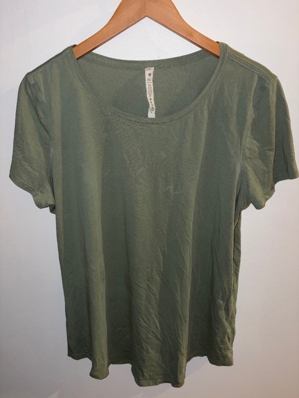 LULULEMON Olive Green Love Tee Pima Cotton Size 12
